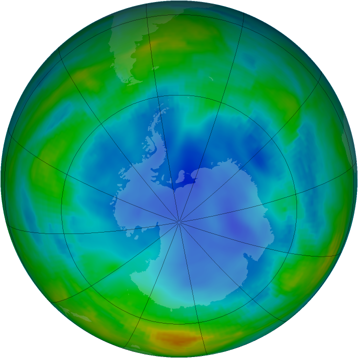 Antarctic ozone map for 23 July 2000